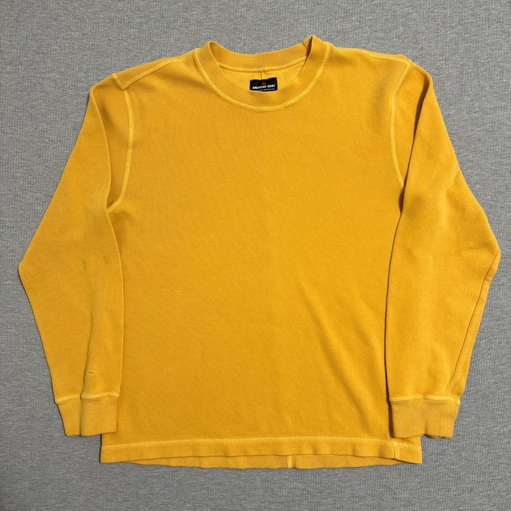 American Giant Mustard Yellow Cotton Crewneck Sweatshirt Long Sleeve Mens Size M